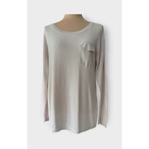 August Moon Women’s Cream Long Sleeve Semi-Sheer Lower Back Sweater Size Medium